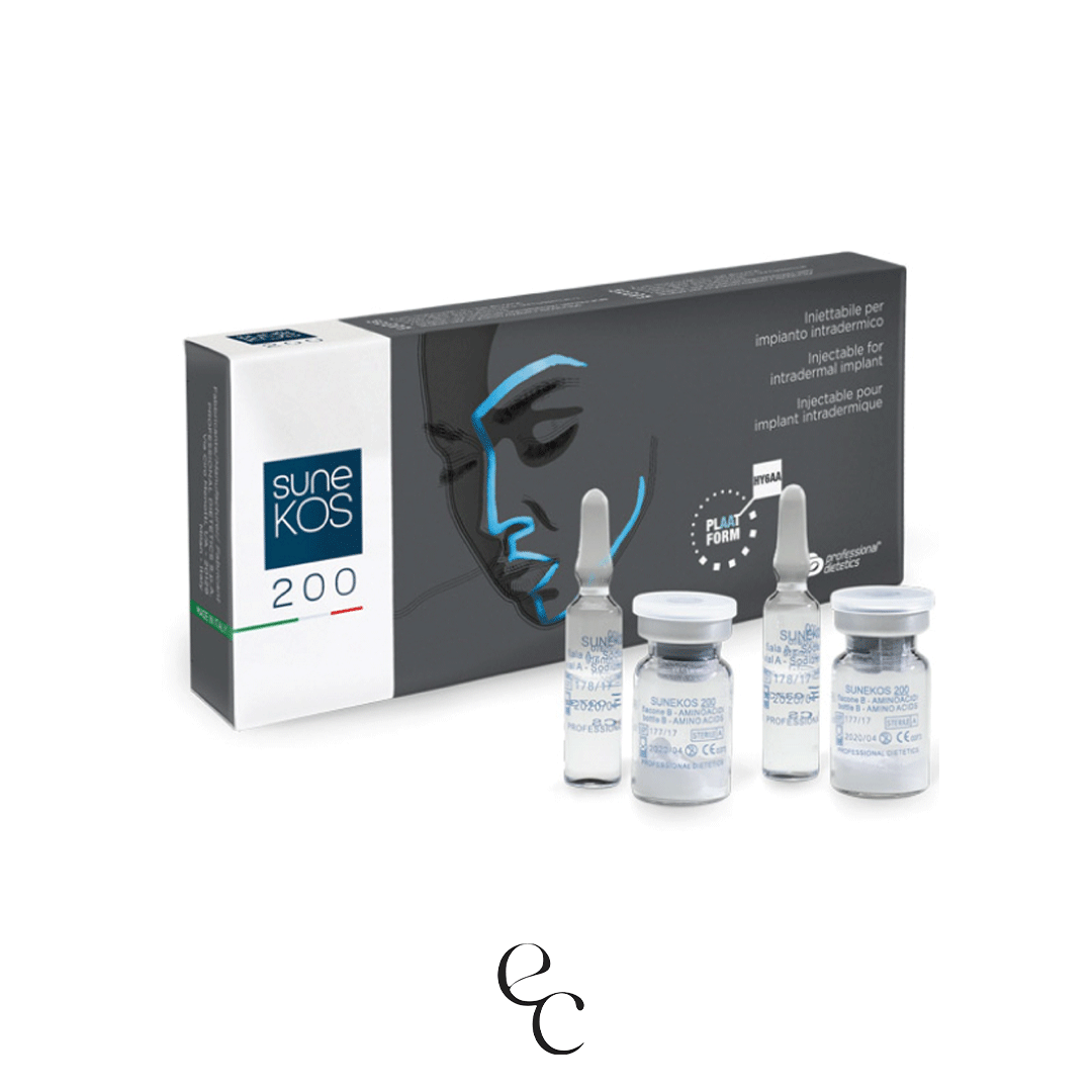 Opakowanie produktu Sunekos 200 stymulator tkankowy z ampułkami na białym tle